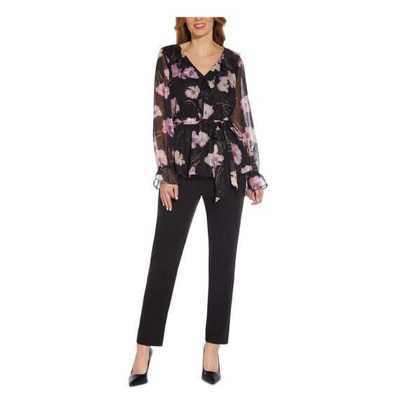 SPEECHLESS Womens Sheer Ruffled Balloon Sleeve V Neck Wear To Work Top - Picture 3 of 4